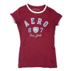 Aeropostale Womens Juniors T Shirt Short Sleeve Red Small